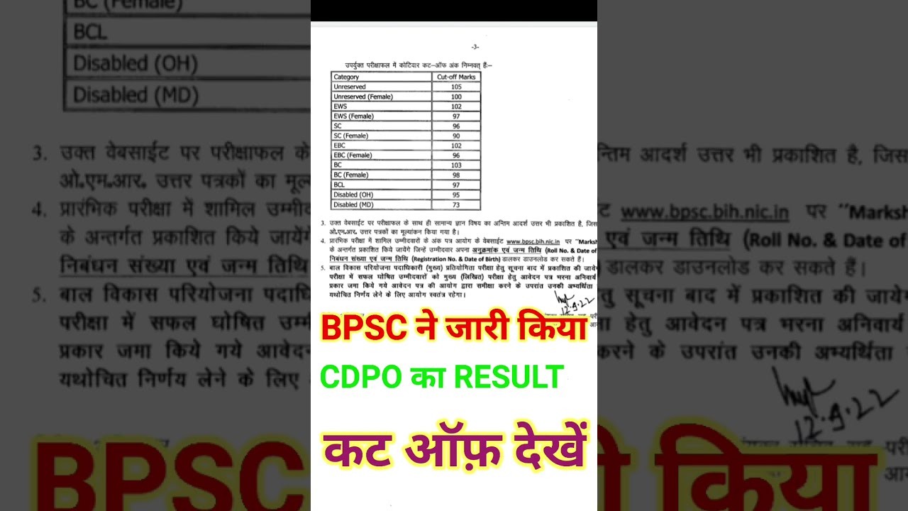 BPSC ने दे दिया CDPO का RESULT | CDPO RESULT PUBLISHED by BPSC | 