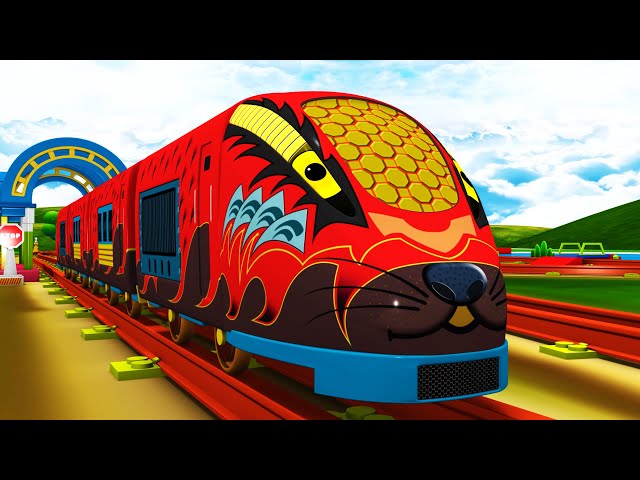 RED BULLET TRAIN - Train Cartoon Videos for Kids - Toy Factory Cartoon Train class=