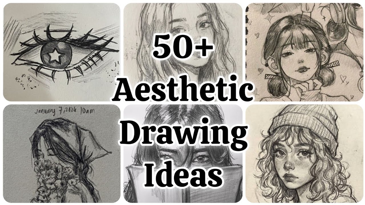 50+ aesthetic drawings (U MUST TRY!!!!! ) - YouTube