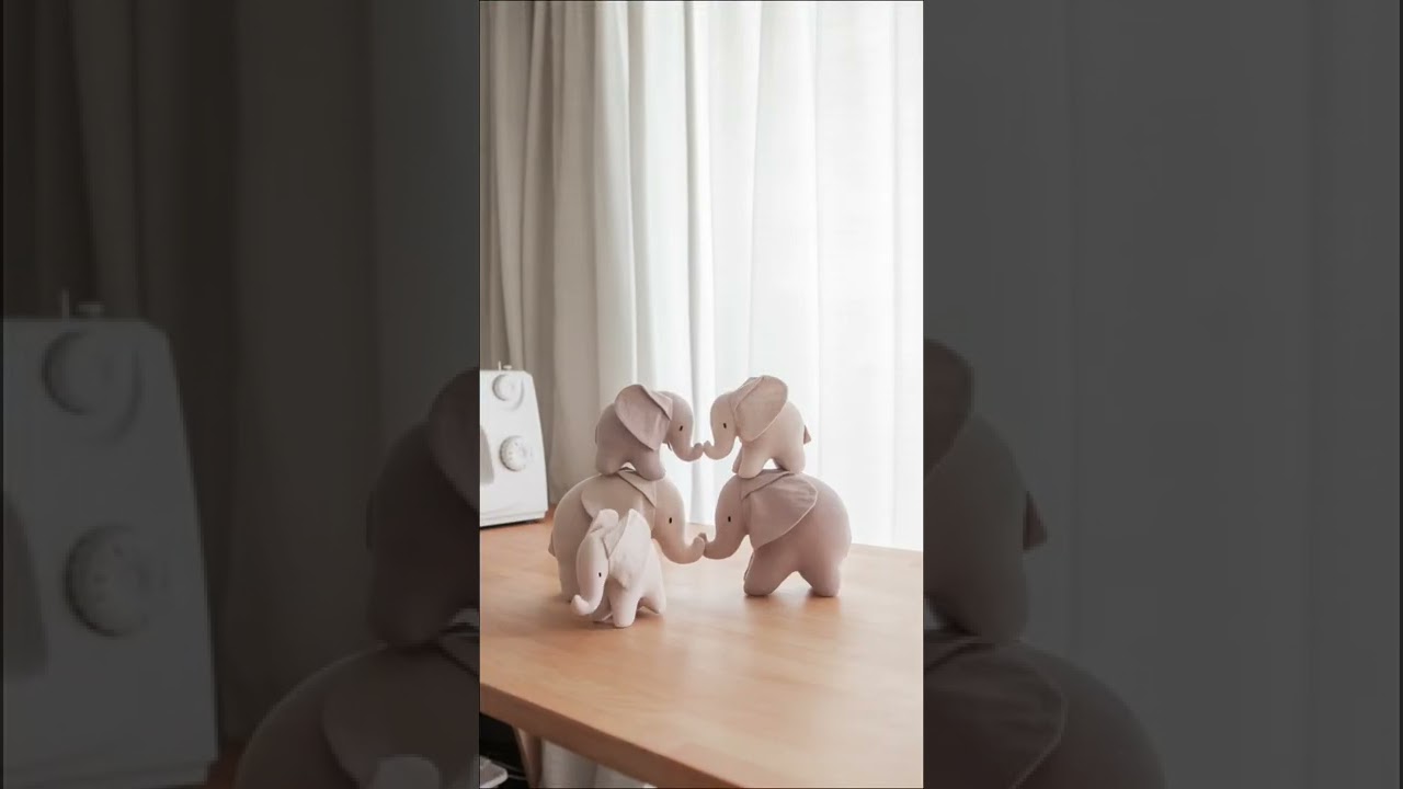Handmade elephant toys made of sandwashed cotton. 
