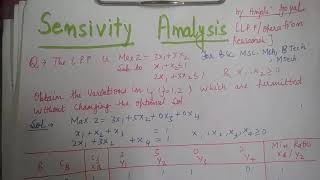Famous Sensitivity Analysis ||Operation Research #linearprogramming #sensitivityanalysis Wealth