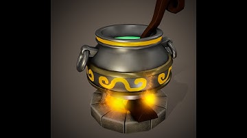 Modeling, Unwrap & Texturing Stylized Cauldron  - Part3  [Texturing]