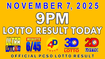 9pm Lotto Result Today PCSO November 7 2025