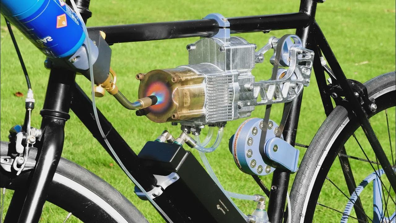 Jízda na kole poháněném Stirlingovým motorem
