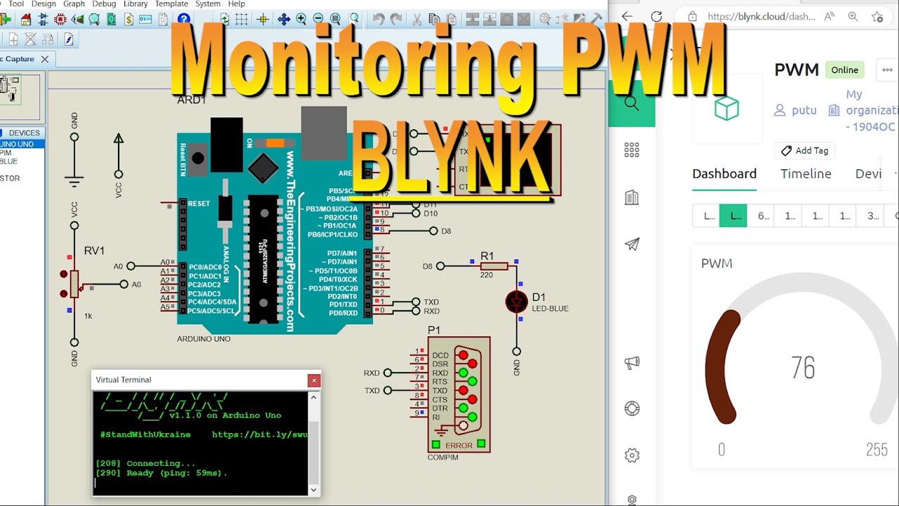 Monitoring Nilai PWM Potensio Dengan BLYNK //IOT BLYNK - YouTube