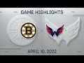NHL Highlights | Bruins vs. Capitals - Apr 10, 2022