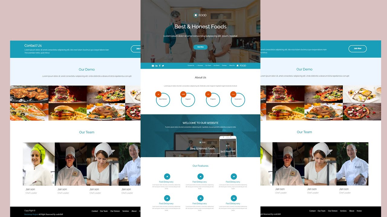 Create A Responsive Food / Restaurant Website Design Using HTML / CSS ...