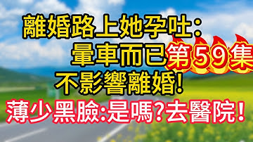 第五十九集：離婚路上她孕吐：暈車而已，不影響離婚!薄少黑臉：是嗎?去醫院！#故事#言情小說#一口氣看完#爽文