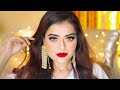 ELEGANT & CLASSY DIWALI PARTY GLAM | GLOWING SKIN WITH RED LIPS