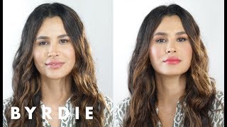 Bronze Eyes and Bright Lips Makeup Tutorial With Kira Nasrat | Byrdie screenshot 4