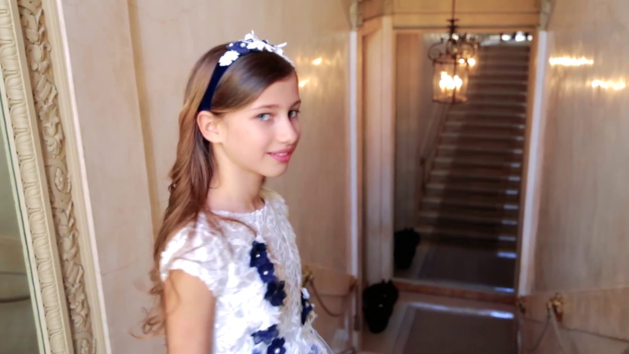 Lesy Luxury girl dress with lace bodice and macramè appliqués