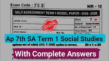 💯real Ap 7th social studies Sa Term 1 model paper 2025|7th class sa1 social paper and answers 2025