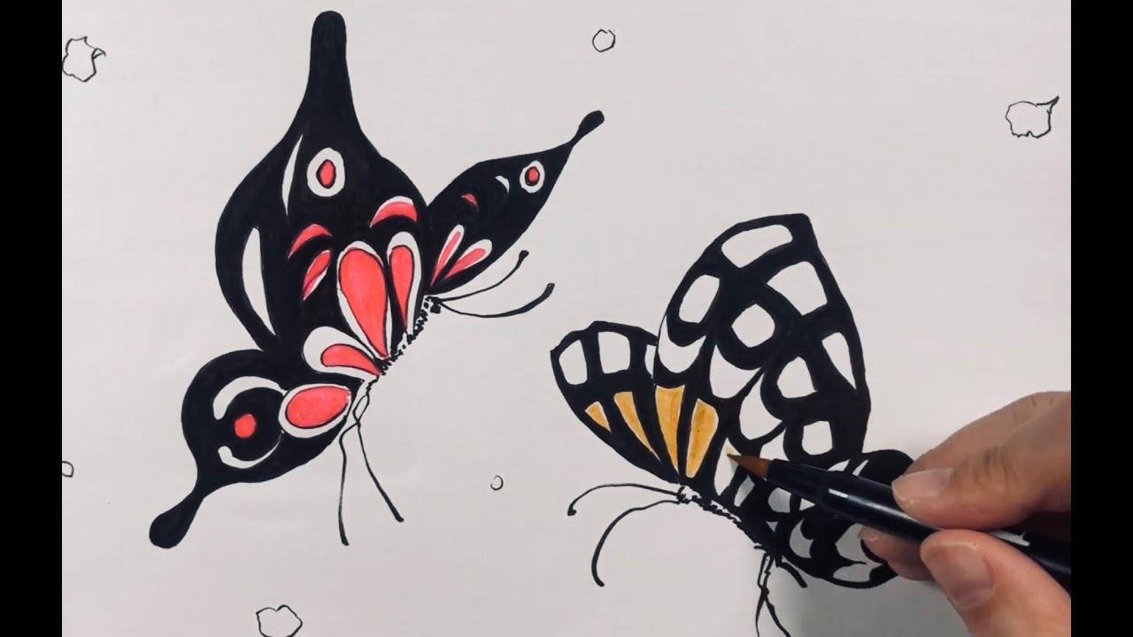 How to draw Butterfly with color marker pen 怎樣畫彩蝶飛舞 YouTube