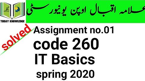 aiou solved assignment spring 2020 | code 260 IT Basics assignment no.01