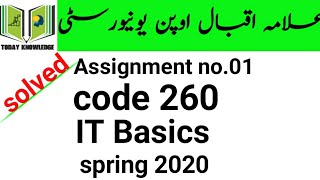aiou solved assignment spring 2020 | code 260 IT Basics assignment no.01