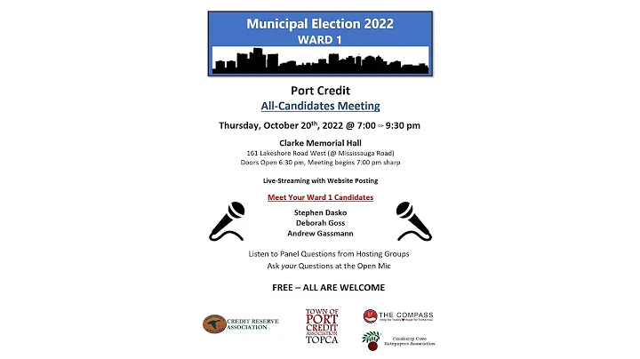 Ward 1 Councillor Debate Clarke Hall, Port Credit ...