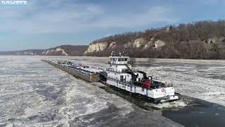 Towboats Getting Stuck in Ice on the Mississippi