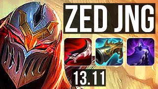 ZED vs RENGAR (JNG) | 6 solo kills, Legendary, 800+ games, 1.0M mastery, 23/5/5 | KR Master | 13.11