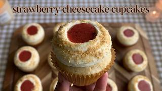 Strawberry Cheesecake Cupcakes 🍓 Bake With Me