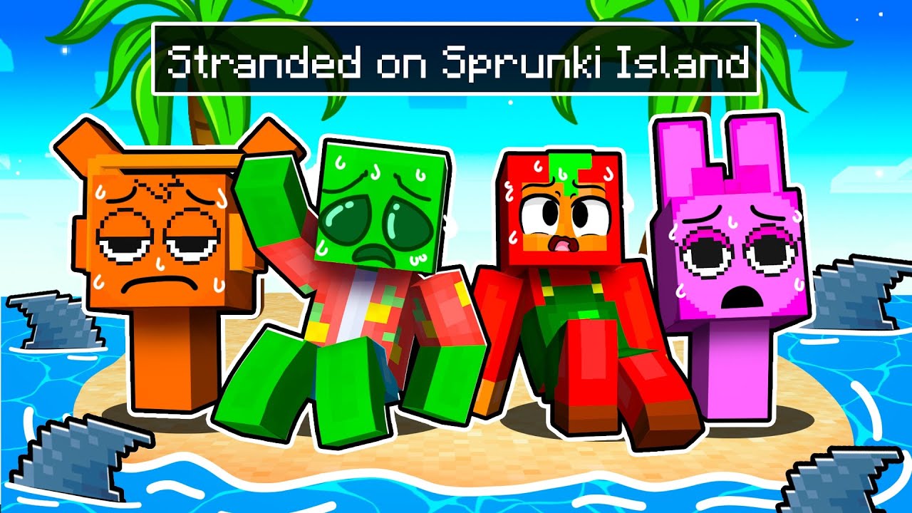 Stranded on a SPRUNKI ISLAND in Minecraft!