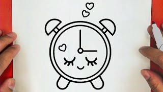 كيف ترسم منبه كيوت وسهل خطوة بخطوة / رسم سهل / تعليم الرسم للمبتدئين || Cute Alarm Clock Drawing