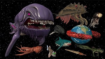Aircraft Megalodon, Space Bloop Vs 3D Mythical Sea Monster Size Comparison