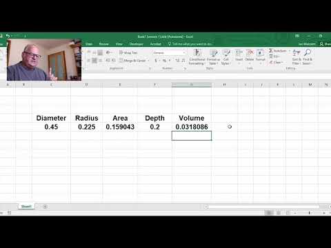 Excel Formula for volume of concrete in a cylinder