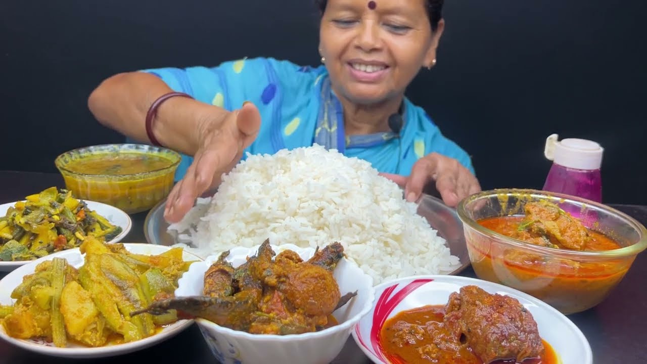 BIGBITES, EATING RICE WITH AR FISH CURRY, TANGRAR JHAL, GURJALI FISH CURRY, DAL, SOJNE POSTO।।