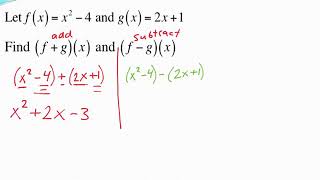 Adding and subtracting functions New notation!