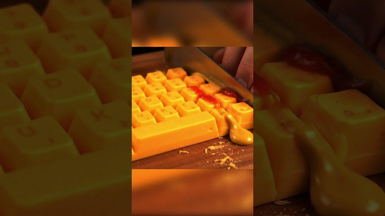 Satisfying Cheese Keyboard Cut ASMR | Oddly Crunchy 