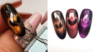 : Cat eye heart nail trend. Testing out the new cat eye hear nail trend