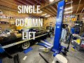 Single Post Lift Assembly BY YOURSELF (no forklift!) - BEST Car Lift Small Shop - Solve Fix Build