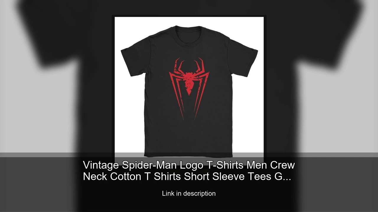 Vintage Spider-Man Logo T-Shirts Men Crew Neck Cotton T Shirts Short Sleeve Tees Gift Clothing