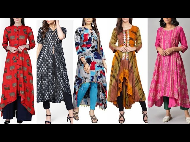 High low kurti With Plazo Design Ideas/ High low Kurti Design/ High low  kurti with plazo pant - YouTube | High low kurti designs, High low kurti, Kurti  designs