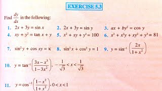 CBSE CLASS 12 MATH CHAPTER 5 EXERCISE 5.3 NCERT SOLUTIONS | CONTINUITY AND DIFFERENTIABILITY