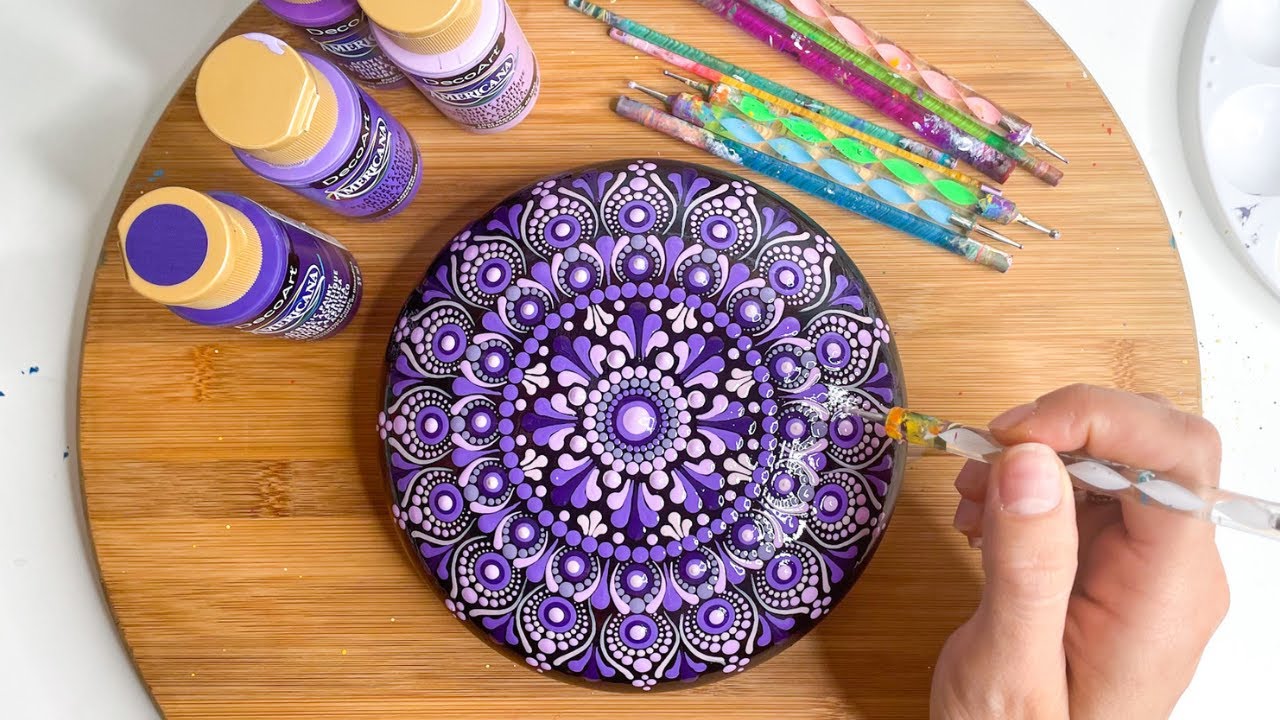 Rainbow dot mandala canvas painting Tutorial!