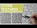 How To Draw & Render Realistic STONE TEXTURES in Pencil