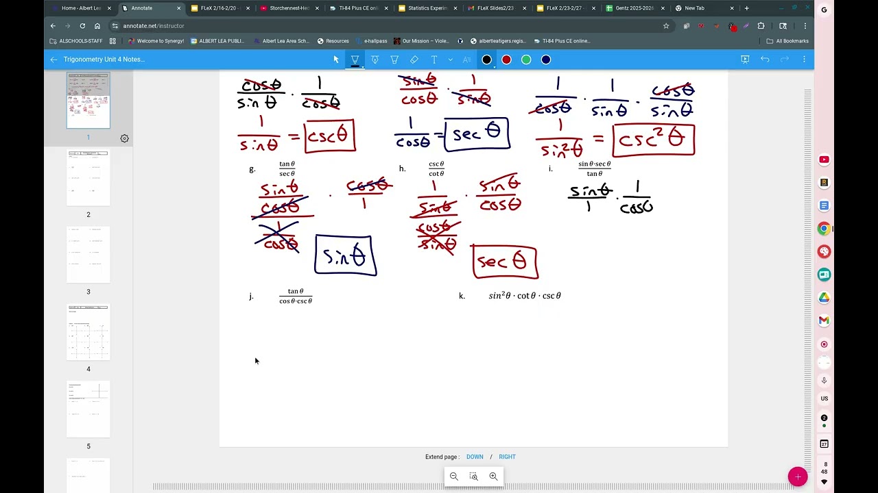 Trigonometry Unit 4 Notes Simplifying Trig Expressions with Sine and Cosine 2026