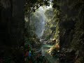 Tropical Forest River with Waterfall &amp; Rain   Relaxing Birds Nature Sounds