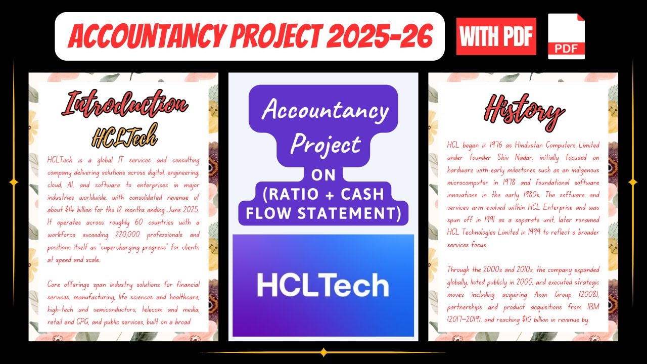 Accountancy Project Class 12th 2025-26 | Specific Project On HCL Ltd (Ratio + Cash Flow Statement)