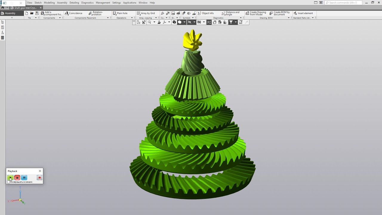 Christmas tree made of gears - YouTube