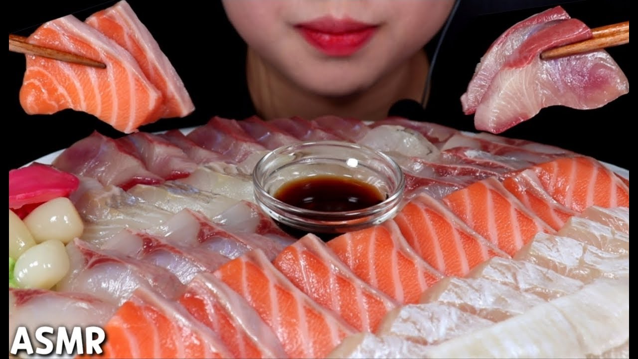 ASMR sashimi 모듬회 리얼사운드 먹방 ปลา cá さしみ eating sound mukbang