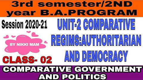 BA Prog 3rd Sem Unit-1,Comparative Govt&Politics, Class-2,Comparative Regims:Authoritarian&Democracy
