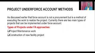 PROJECT RATIONALE UNDER FORCE ACCOUNT