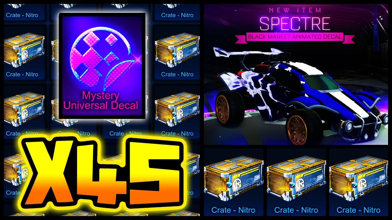 45 NITRO CRATE OPENING!! ( NEW MYSTERY DECAL IN ROCKET LEAGUE!! ) YouTube