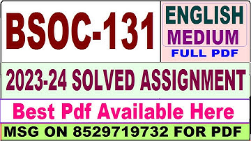 bsoc 131 solved assignment 2023-24 || bsoc 131 solved assignment 2024 in English || bsoc 131 english