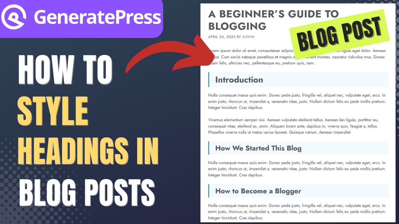 How to Style Heading Tags in WordPress Blog Posts | GeneratePress - YouTube