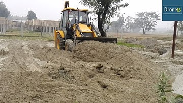 Sandy Work-JCB Backhoe Loader-Difficult for Leveling the Sandy Ground