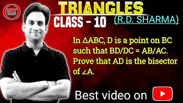 In a triangle ABC, if D is a point on BC such that BD/DC=AB/AC, prove that AD is the bisector of ∠A.
