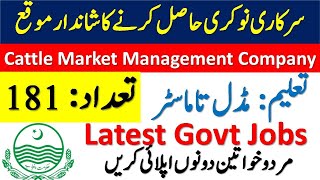 Latest Govt Jobs in Punjab 2020 | Cattle Market Management Company Jobs 2020 | Punjab Jobs 2020